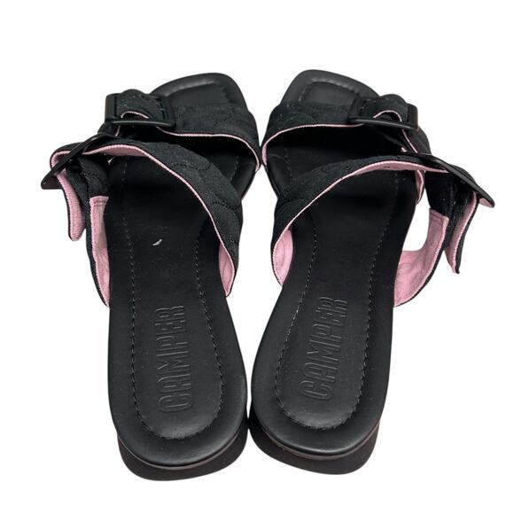 Camper Black Pink Quilted Casi Myra Buckle Open Toe Sandals Womens 38 / US 7.5 - Picture 3 of 7